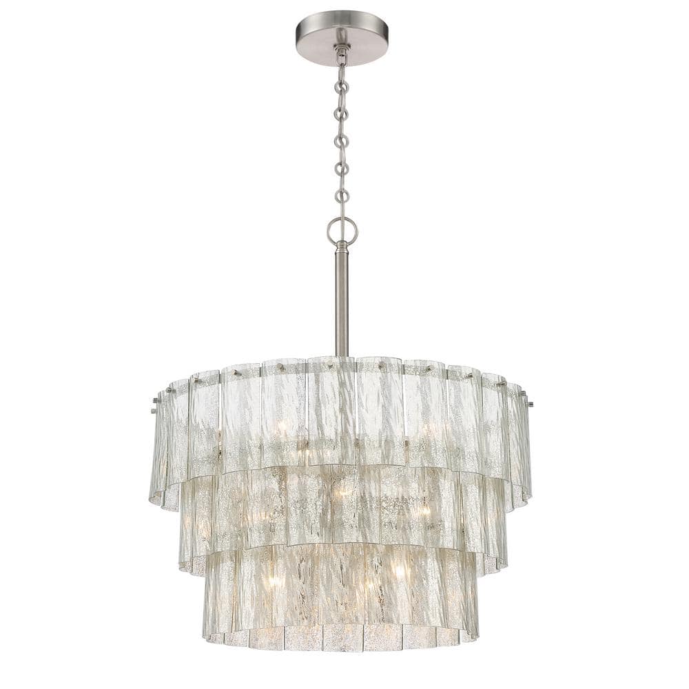 Museo Polished Nickel Mercury Glass 9-Light Chandelier
