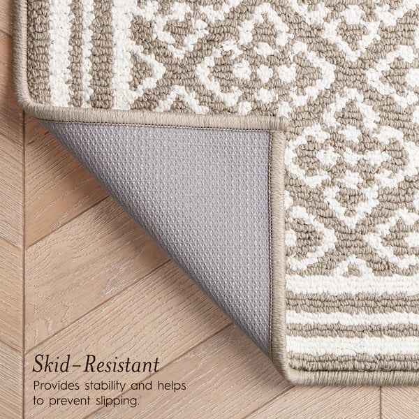 Isla 2-Tone Linen/Ivory 2 ft. x 5 ft. Geometric 2-Piece Area Rug Set