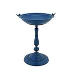 Round Pedestal Birdbath with Bird Details in Blue