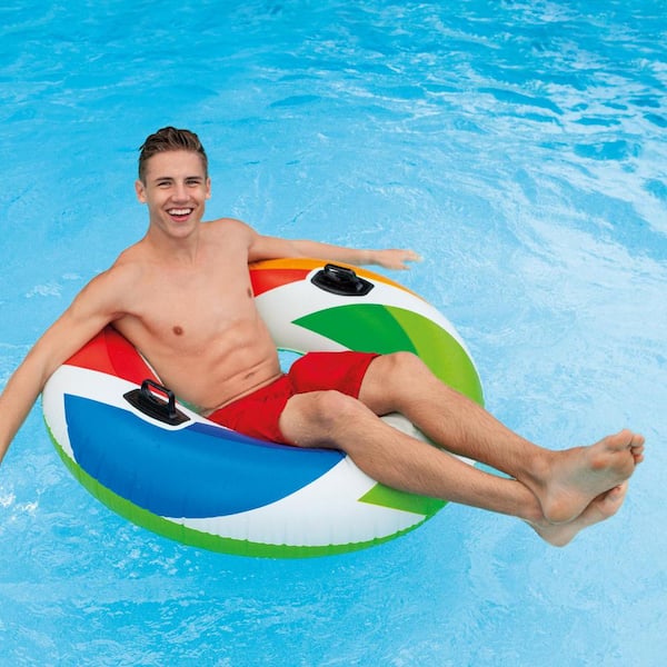 Inflatable 47 in. Color Whirl Tube Swimming Pool Raft with Handles (6-Pack)