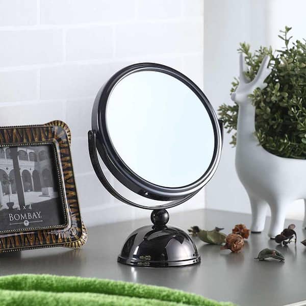 3.5 in. x 8.5 in. Black Chrome 5x Magnify Makeup Mirror