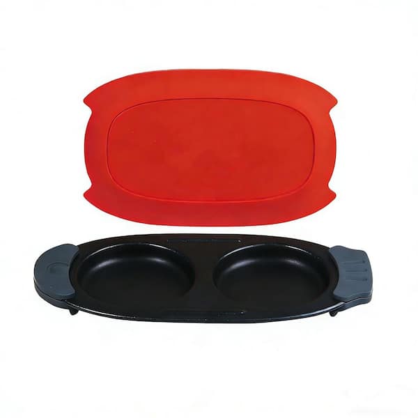 10.16 in. Red Quick Heat Microwave Egg Cooker, Metal Egg Poacher, Microwave Egg Maker for Sandwiches, Dishwasher Safe