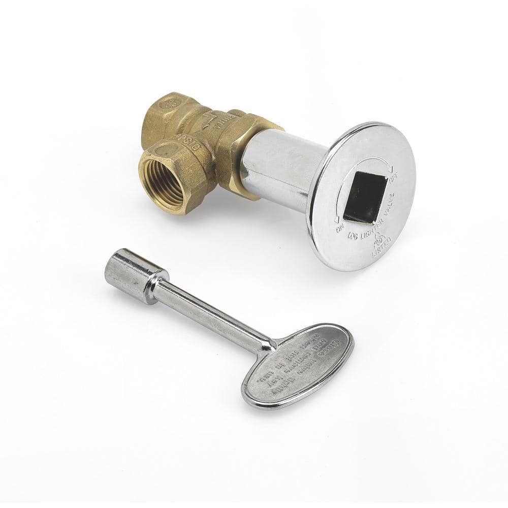 Key Valve 90-Degree 1/2 in. Straight Key Valve with 3 in. Chrome Key-Chrome