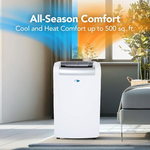10,000 (DOE) BTU Portable Air Conditioner Cools 500 Sq. Ft. with Heater, Dehumidifier, Drain Pump in White