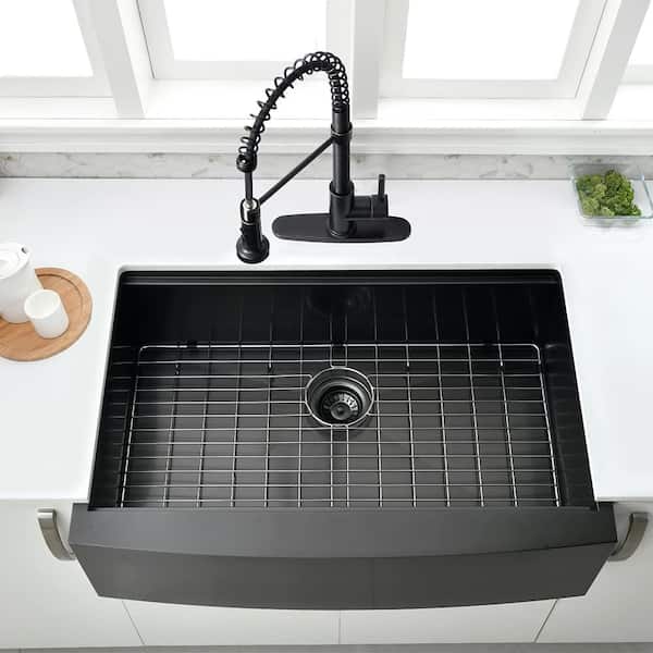 YASINU YSNSINKSA Matte Black 16 ga Stainless Steel 33 in