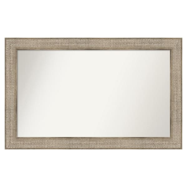 Amanti Art Trellis Silver 46 in. x 29 in. Custom Non-Beveled Wood Framed Bathroom Vanity Wall Mirror