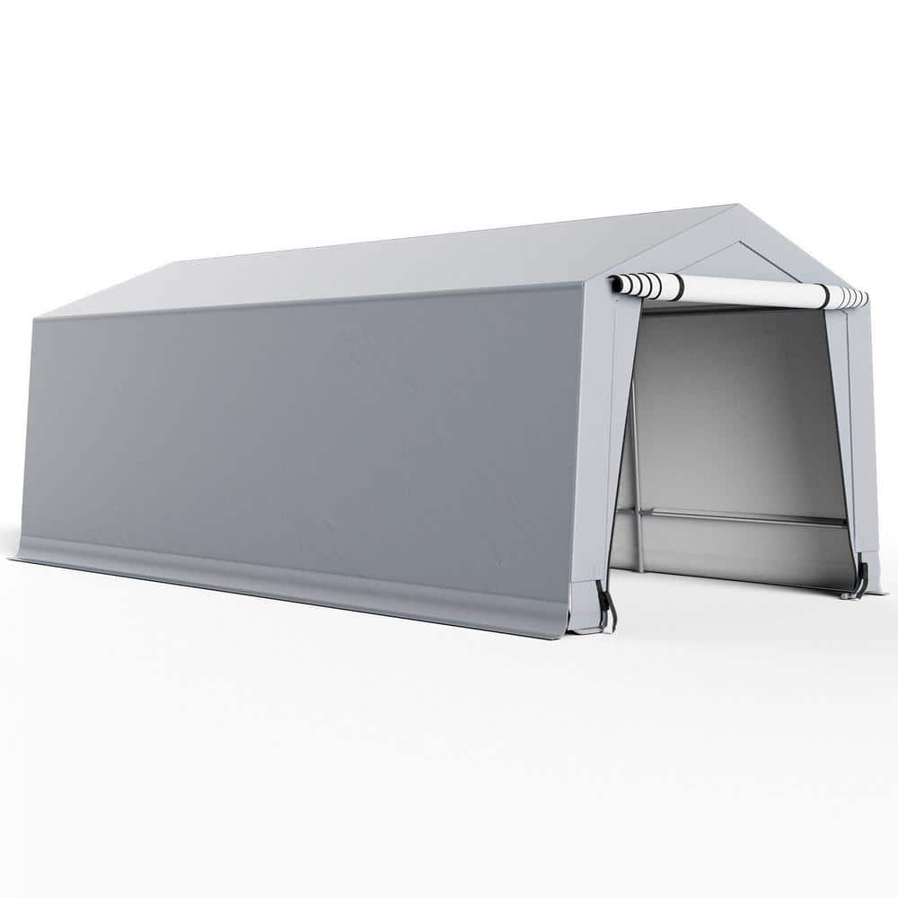 10 ft. W x 20 ft. D Gray Steel Portable Carport with Sidewalls price history on PriceWatchPro