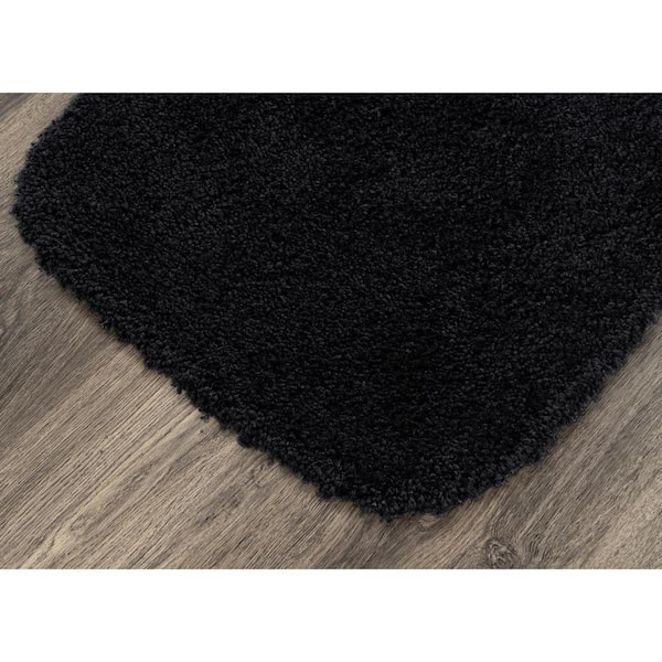 Serendipity Black 21 in. x 34 in. Washable Bathroom 3-Piece Rug Set