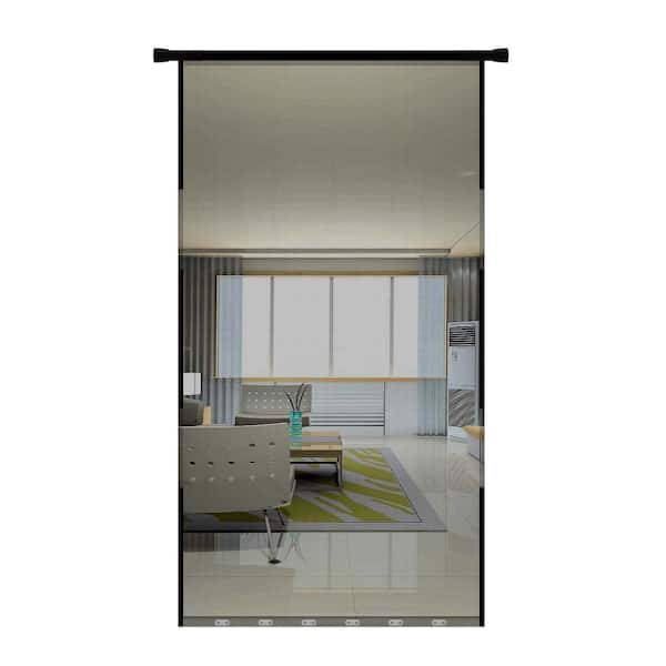 Shatex 38 in. x 83 in. Black Instant Fiberglass Double Slide Other Screen Door With Velcro And Rod