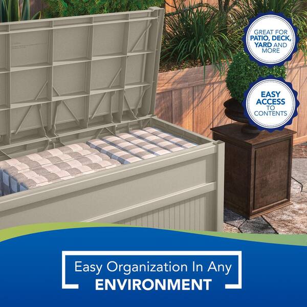 Suncast 50 Gal Resin Deck Box Db5500, Suncast 50 Gallon Patio Bench With Storage Decorative Resin Outdoor
