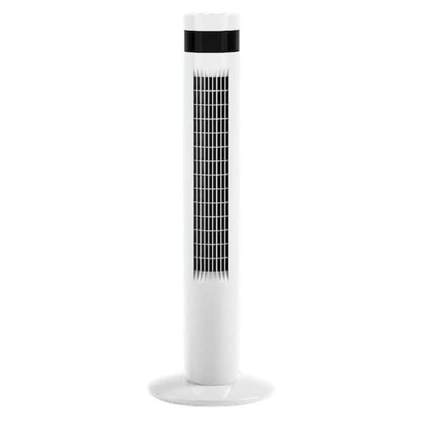 36 in. 3-Fan Speeds Tower Fan in White Finish with Remote Control Standing Bladeless Timer Oscillating Quiet in White