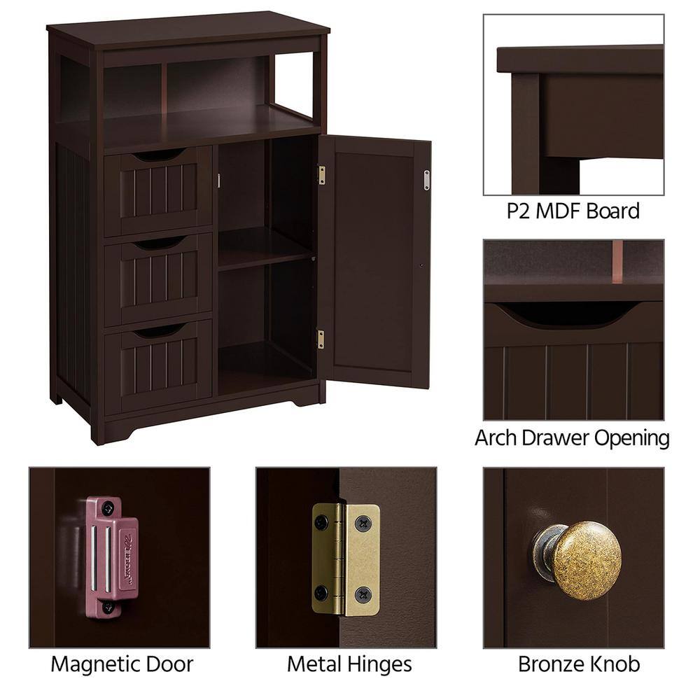 Espresso MDF Freestanding Cabinet with Adjustable Shelving