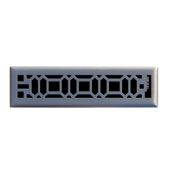 Hampton Bay Oriental 2 in. x 12 in. Steel Floor Register in Brushed Nickel