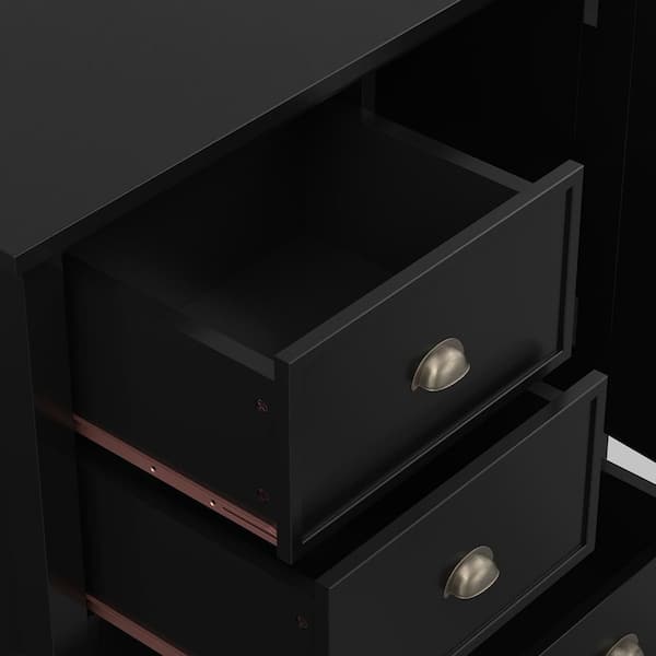 Simpli Home Redmond Black 42 in. H Storage Cabinet with 4-Drawers