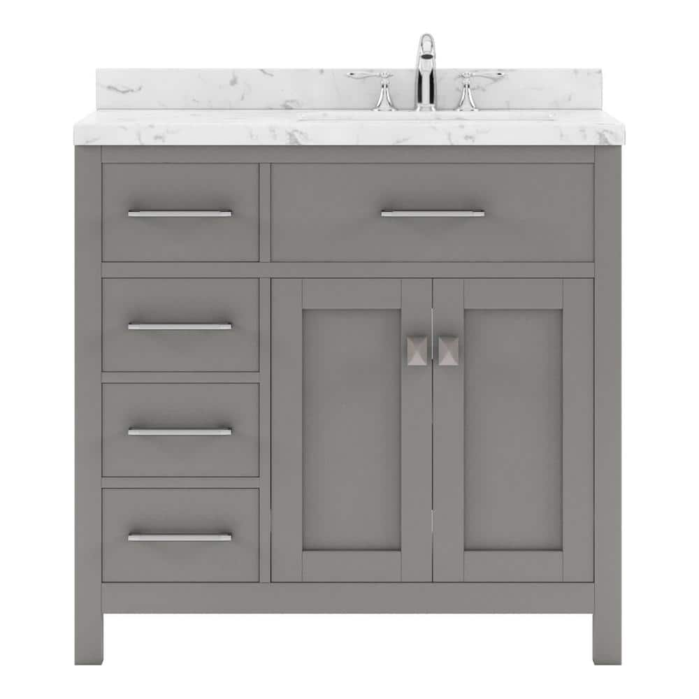 Caroline Parkway 36 in. W x 22 in. D x 35 in. H Single Sink Bath Vanity in Gray with Quartz Top -  Virtu USA, MS2136LCMROGRNM