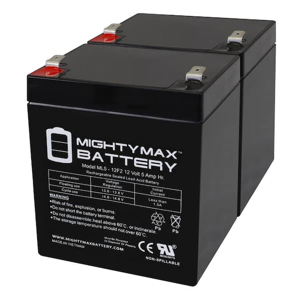 MIGHTY MAX BATTERY 12-Volt 5Ah F2 SLA Replacement Battery for Werker EXP1250 - 2 Pack