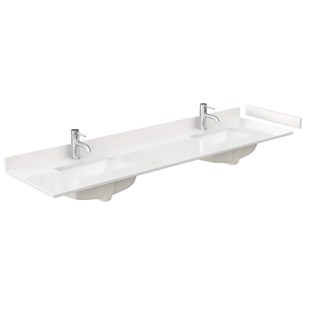 80 in. W x 22 in. D Quartz White Rectangular Double Sink Bathroom Vanity Top in White price history on PriceWatchPro