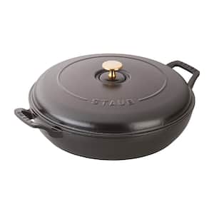 Cast Iron 3. 5 qt. Round Black Cast Iron Braiser with Lid