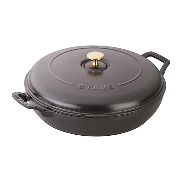 staub Cast Iron 3. 5 qt. Round Black Cast Iron Braiser with Lid