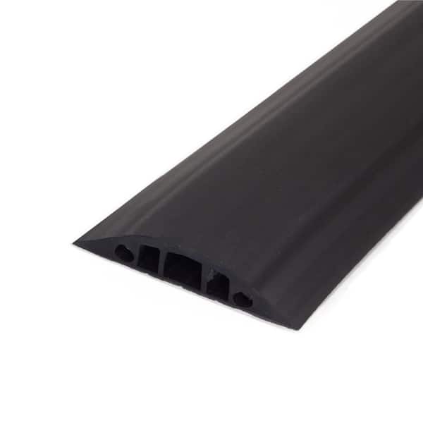 Stalwart 10 ft. 3-Channel Floor Cord Protector in Black