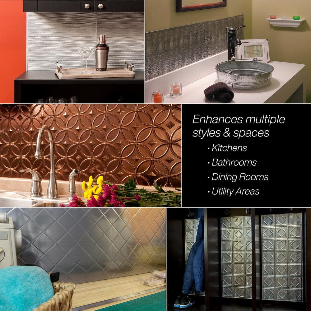 Smoked Pewter Vinyl Decorative Backsplash Kit, 24.25 x 18.25 in