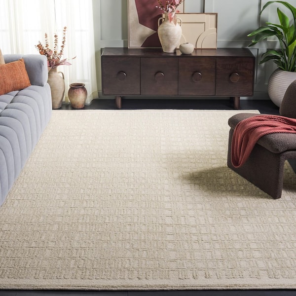 Ebony 8 ft. x 10 ft. Ivory/Beige Abstract Lattice Area Rug