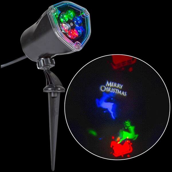LightShow Merry Christmas with Reindeer and Sleigh Projection Spotlight Stake
