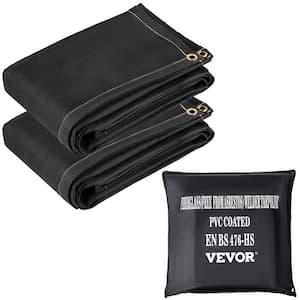 2PCS 6 ft. x 10 ft. Emergency Fire Blanket Fiberglass Heat Resists 1022°F Welding Mat with Carry Bag, Black