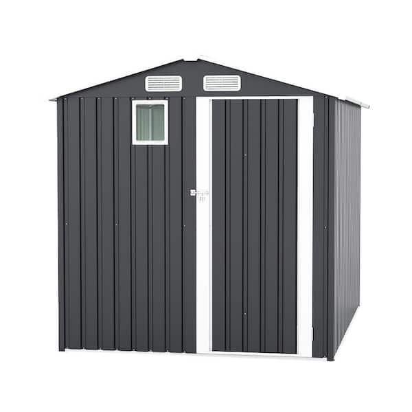 6 ft. W x 8 ft. D Gray Outdoor Steel Storage Shed,Lockable Door