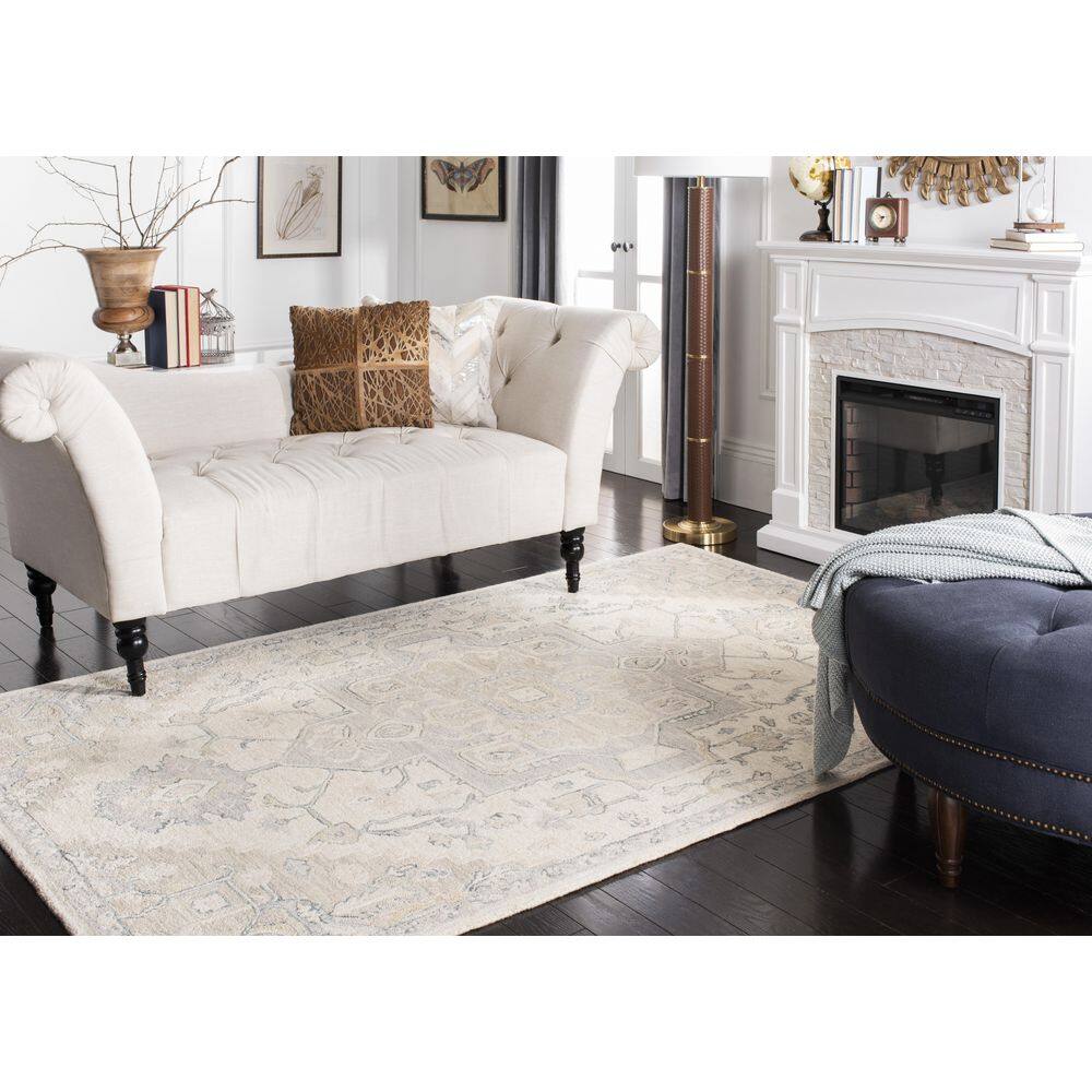 Hand-Tufted Ivory and Beige Wool Runner Rug 2'3" x 7'0"