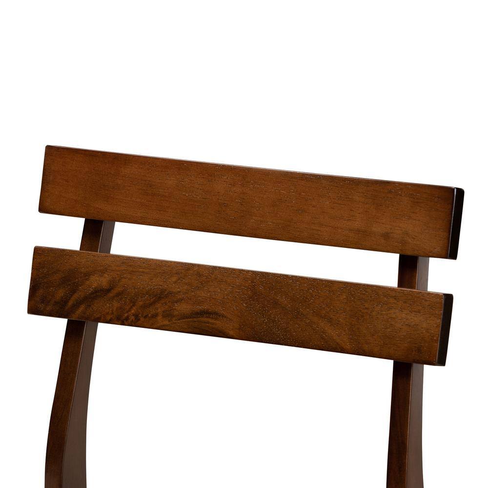 Walnut Brown and Light Grey Upholstered Dining Chair Set