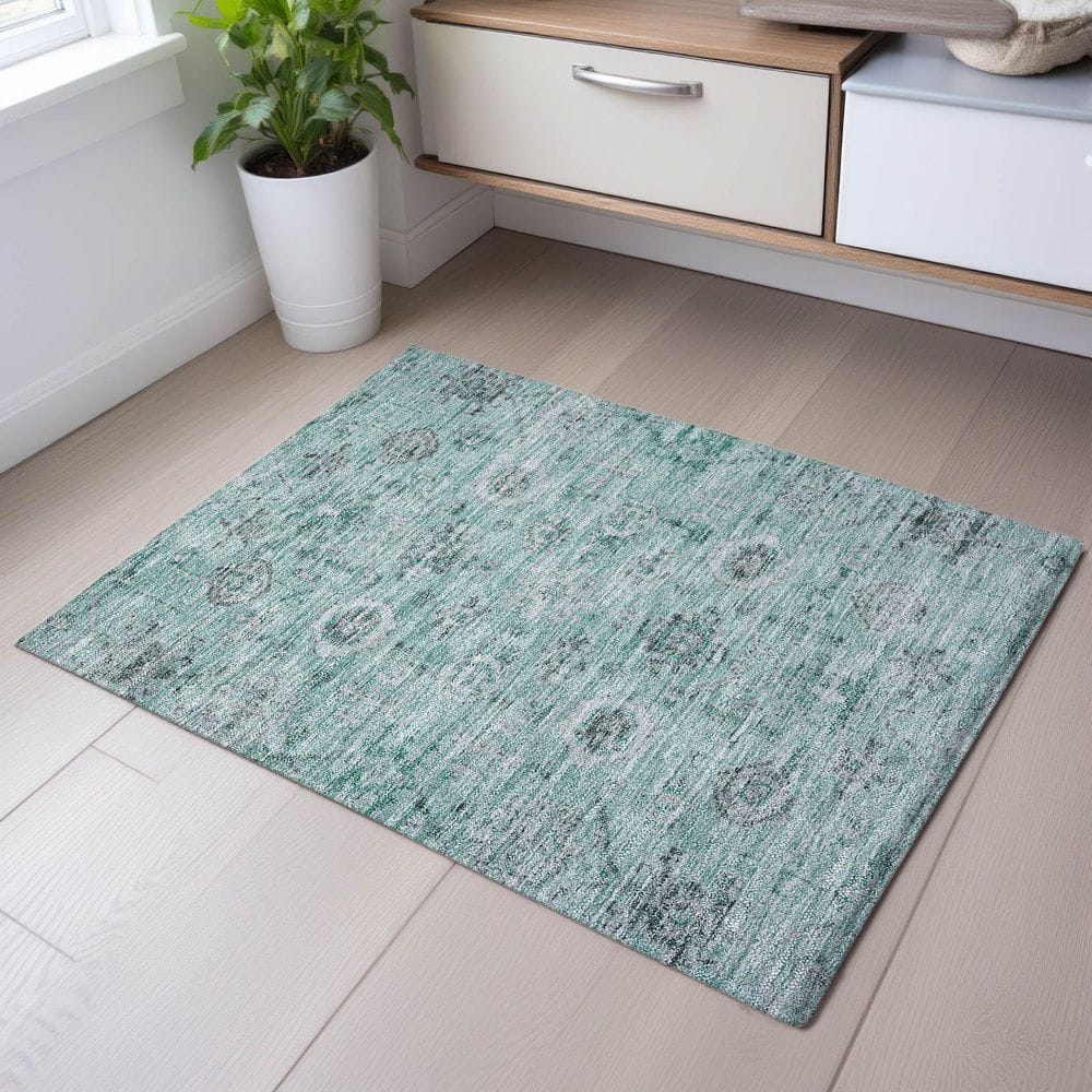 Mayfield Premium Machine Washable Abstract AMF1110 Teal 2 ft. x 3 ft. Area Rug price history on PriceWatchPro