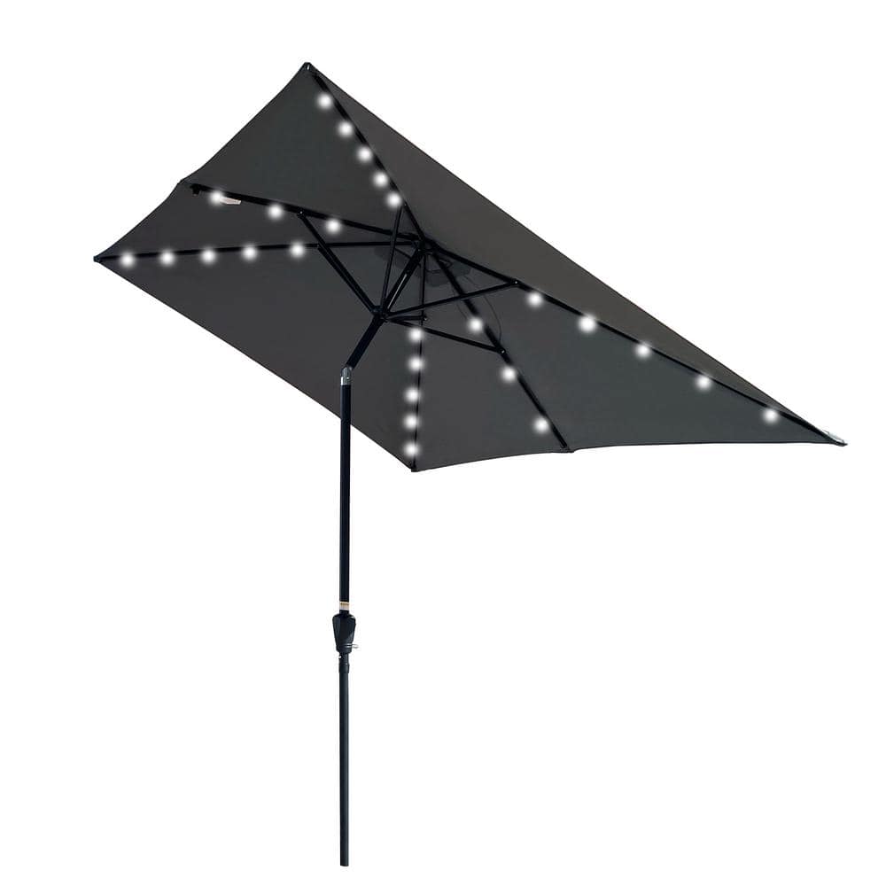 10 ft. x 6.5 ft. Rectangular Market Patio Umbrella Crank Anthracite with Solar Powered LED Lighted price history on PriceWatchPro