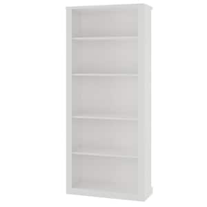 Elaine 72 in. White Wood 5-Shelf Standard Bookcase with Adjustable Shelves