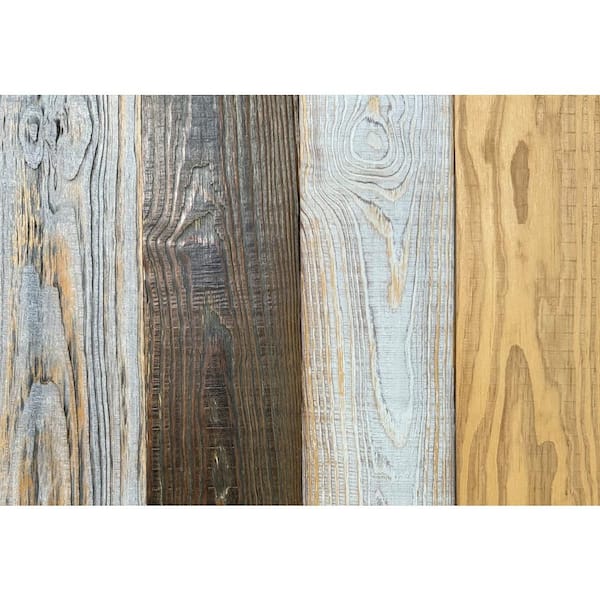 Thermally Modified 1 ft. x 5 in. Mushroom Wood Design Wood Board Sample Deck Tile in Multi-Colors (4-Pack)