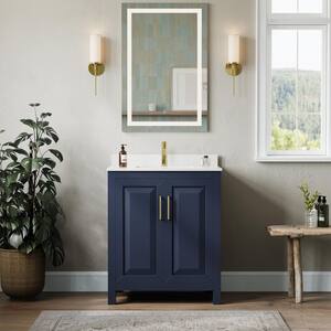 Daria 30 in. W x 22 in. D Single Vanity in Dark Blue with Cultured Marble Vanity Top in White with White Basin