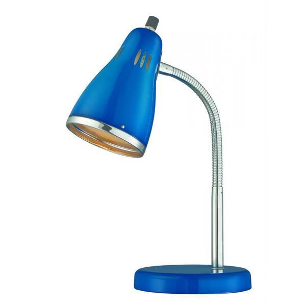 Filament Design 11 in. Blue and Chrome Gooseneck Desk Lamp