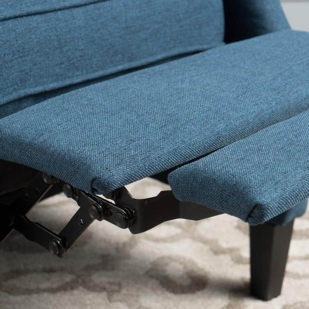 Navy Blue Handcrafted Wood Wing Chair Recliner