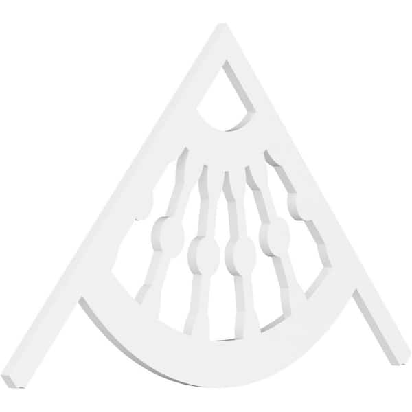Ekena Millwork 1 in. x 48 in. x 28 in. (14/12) Pitch Classic Wagon Wheel Gable Pediment Architectural Grade PVC Moulding