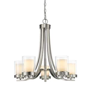 Willow 5-Light Brushed Nickel Chandelier with Glass Shade