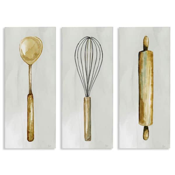 Traditional Kitchen Utensils by Nan 3 Pieces Unframed Food Graphic Art Print 24 in. x 10 in.