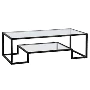 Athena 54 in. Blackened Bronze Rectangle Glass Coffee Table