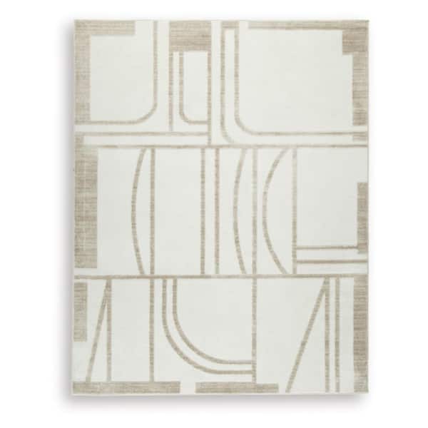 Farongrove 8 ft. x 10 ft. Beige/Light Gray Geometric Area Rug