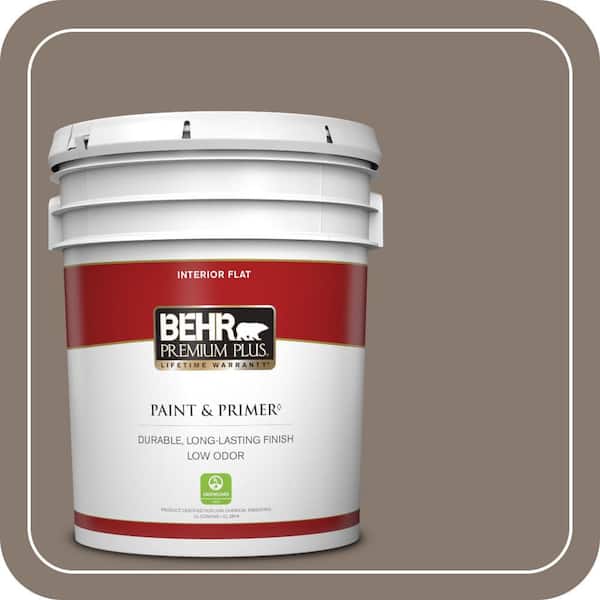 BEHR PREMIUM PLUS 5 gal. #ECC-15-1 Lost Summit Flat Low Odor Interior Paint & Primer
