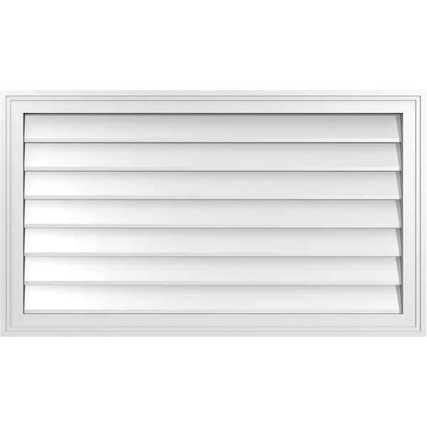 Ekena Millwork 38 in. x 22 in. Vertical Surface Mount PVC Gable Vent: Decorative with Brickmould Frame