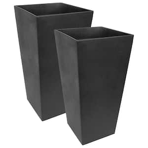 28 in. Sonata Recycled Rubber Indoor/Outdoor Self Watering Planter in Slate, (2-Pack)