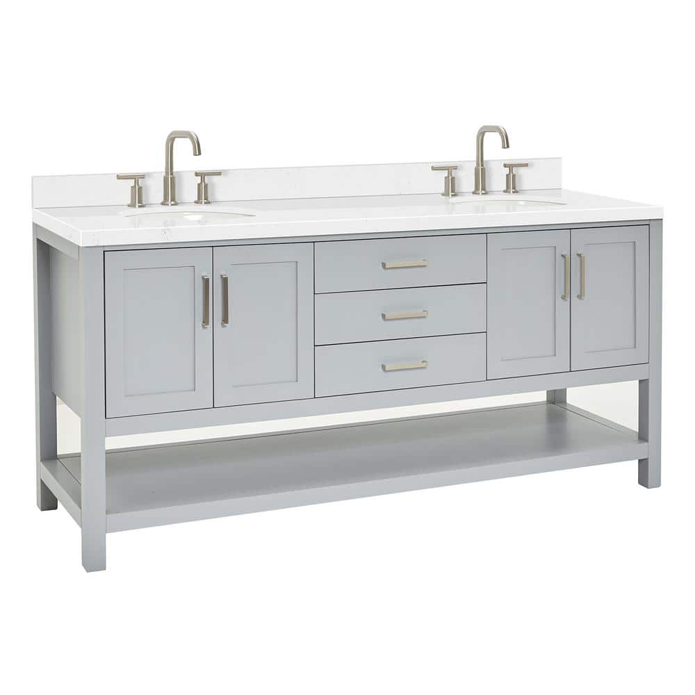Magnolia 72" Gray Solid Wood Double Freestanding Bathroom Vanity