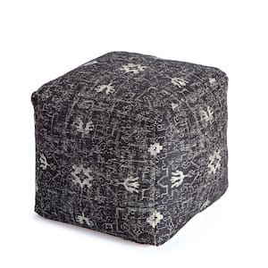 Tamarindo 20 in. x 20 in. x 20 in. Black and White Pouf