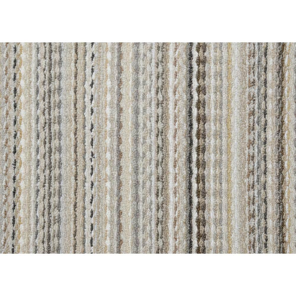 Carnival Stripe 12' Square Tufted Polypropylene Rug in Earth Tones