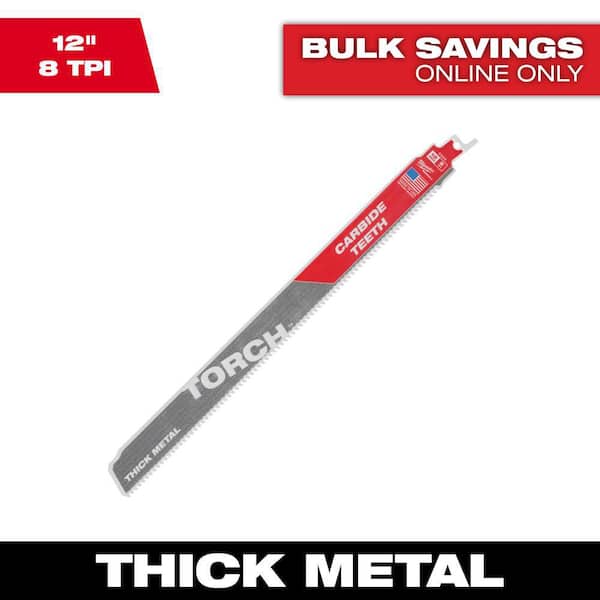 Milwaukee 12 in. 8 TPI TORCH Carbide Teeth Thick Metal Cutting SAWZALL Reciprocating Saw Blade